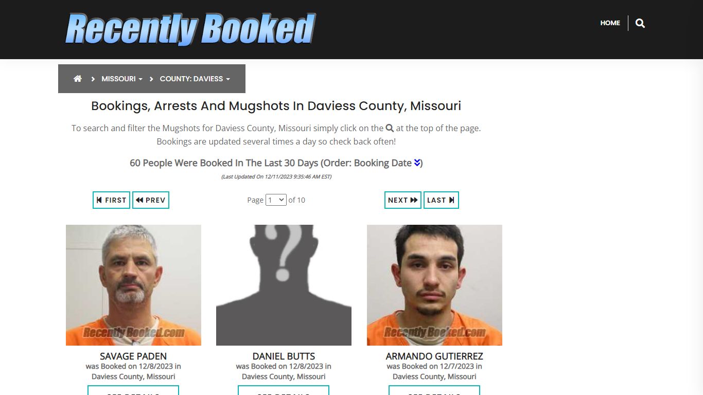 Bookings, Arrests and Mugshots in Daviess County, Missouri